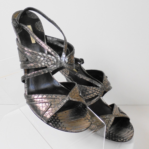 MAX STUDIO , Brushed Silver Ankle Strap Open Toe - Picture 1 of 7